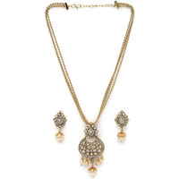 Sukkhi Eye-Catching White Stone Multistring Long Necklace Set And Earring | Jewellery Set For Women (NS105690)
