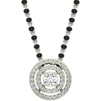 Clara 925 Sterling Silver Halo Mangalsutra Tanmaniya Pendant With Chain Gift for Women and Girls
