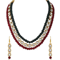 Shining Diva Fashion Latest Stylish Fancy Long Traditional Kundan Necklace Jewellery Set for Women (rrsd9605s), Multicolour