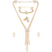 Jewels Galaxy Adorable AD & Pearl Studded Mesmerizing Necklace Set with Bracelet for Women/Girls (CT-CB-MIIX-49513)