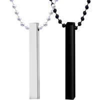 Fashion Frill Exclusive Black Silver Chain For Men Boys Mens Jewellery 3D Cuboid Bar Alloy Silver Black Locket Chain Necklace For Men and Boys Gift For Husband Boyfriend Mens Accessories