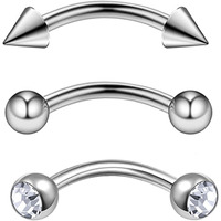Via Mazzini 316L Stainless Steel Tiny Eyebrow Ear Navel Belly Lip Ring Body Piercing Jewelry For Men And Women (BB0033) 3 Pcs