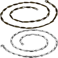 Fashion Frill Black Silver Chain For Men Stainless Steel Rice Necklace Black Silver Chain For Men Boys Stylish Mens Jewellery- 24 Inches (Chain Combo)