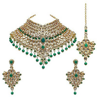 I Jewels Traditional Gold Plated Kundan Bridal Dulhan Jewellery Set for Women (IJ021G)