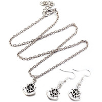 Young & Forever Gift Inspirational Nautical Anchor Rudder Pandant Set for Women Princess Length Antique Silver Chain Drop Earring for Girls Western Casual Everyday Fancy Fashion Jewelry