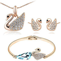 YouBella Valentine Jewellery Crystal Combo of Pendant Necklace Set, Bangle Bracelet and Fancy Earrings for Girls and Women