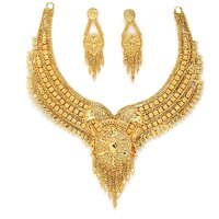 ZENEME Traditional One Gram High Gold Plated Choker Jewellery Necklace Set for Women (Design 2)