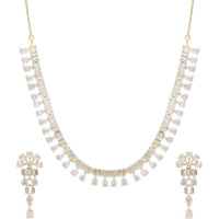 YouBella Jewellery for Women Celebrity Inspired American Diamond Studded Necklace Jewellery Set with Earrings for Girls and Women (Style 4)