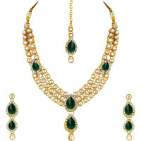 Peora Gold Plated Traditional Kundan Long Necklace Jewellery Set with Earring Maang Tikka for Women Girls