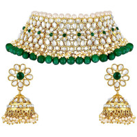 Peora Wedding Kundan Faux Pearl Choker Necklace Earring Traditional Jewellery Set for Women