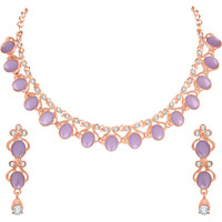 Atasi International Purple Color Crystals Gold Plated Necklace Jewellery Set with Earrings for Women Ideal for Party, Wedding, Festivals (PU5706)