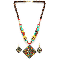 Shining Diva Fashion Latest Stylish Traditional Tibetan Pendant Necklace Oxidised Jewellery Set for Women (15556s)