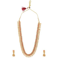 ZAVERI PEARLS Gold Tone Long Traditional Necklace Set For Women-ZPFK8963