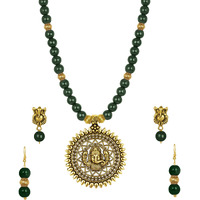 JFL - Jewellery for Less Latest Exquisite Ganesha Beaded Necklace Set for Women and Girls (Green),Valentine