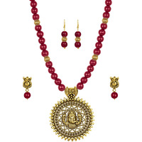 JFL - Jewellery for Less Latest Exquisite Ganesha Beaded Necklace Set for Women and Girls (Maroon),Valentine