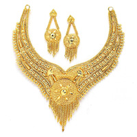 ZENEME Traditional One Gram High Gold Plated Choker Jewellery Necklace Set for Women (Design 3)