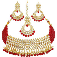 Sukkhi Incredible Gold Plated Wedding Jewellery Kundan Choker Necklace Set for women (N73502_D1)