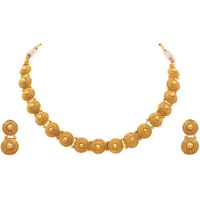 JFL - Jewellery for Less Traditional Ethnic One Gram Gold Plated Spiral Bead Designer Necklace Set with Earring for Women & Girls,Valentine