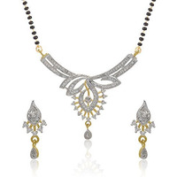 Jewels Galaxy Custom American Diamond Gold Plated Mangalsutra Set for Women (JG-MNSS-68)