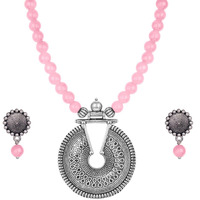 JFL - Jewellery for Less Latest Fashion Beaded Necklace Set for Women and Girls (Baby Pink),Valentine