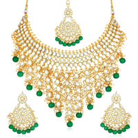 Sukkhi Lavish Pearl Gold Plated Wedding Jewellery Kundan Choker Necklace Set for Women (N73509)