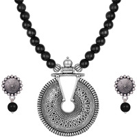 JFL - Jewellery for Less Latest Fashion Beaded Necklace Set for Women and Girls (Black),Valentine