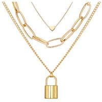 Jewels Galaxy Gold Plated Trending Lock inspired Layered Necklace Set (Style 1) (CT-NCKKS-44162)