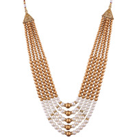 I Jewels Traditional Gold Plated Dulha Long Necklace/Moti Mala for Men (MLP12)