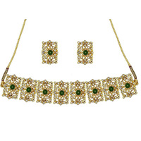 YouBella Jewellery Set for women Mughal Era traditional Necklace Jewellery set with Earrings For Girls/Women (Green)