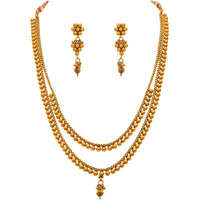 JFL - Traditional Ethnic One Gram Gold Plated Designer Multi Strands Necklace Set for Women,Valentine