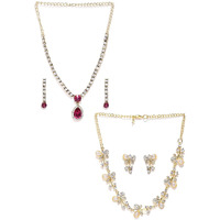 ZAVERI PEARLS Combo of 2 Fashion Diva Necklace Set For Women-ZPFK6505