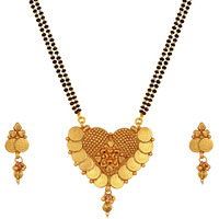 JFL - Jewellery for Less Traditional Ethnic One Gram Gold Plated Goddess Laxmi Coin Mangalsutra for Women,Valentine
