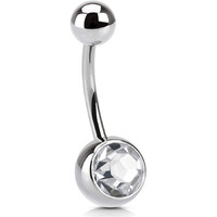 Via Mazzini Stainless Steel Round Belly Button Navel Ring for Women and Girls (BB0004)