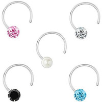 Peenzone 92.5-925 Sterling Silver Cubic Zirconia AD Multi Color Stud Nose Pin Combo Set for Women Girls