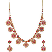 ZAVERI PEARLS Gold Tone Traditional Choker Necklace Set For Women-ZPFK8982