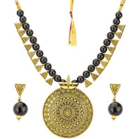 Jewels Galaxy Special Beaded Exclusive Edition Amazing Necklace Set for Women/Girls (Gold Black) (CT-NC-44000)