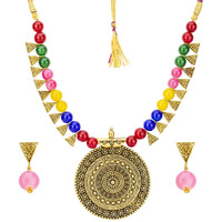 Jewels Galaxy Special Beaded Exclusive Edition Amazing Necklace Set for Women/Girls (Gold Multi) (CT-NC-44001)