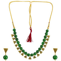 Jewels Galaxy Womens Beaded Designer Mesmerizing Necklace Set Green (CT-NCK-44040)