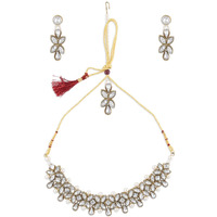 ZAVERI PEARLS Alluring Crystal Shine Stones & Pearls Choker Jewellery Set For Women-ZPFK9365