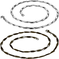 Fashion Frill Mens Jewellery Silver Chain For Men Rise Chain Stainless Steel Necklace Black Silver Chain For Men Boys Love Gifts 24 Inches Combo of 2 Chains