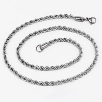 Fashion Frill Silver Chain For Men Stainless Steel Silver Plated Rope Design Necklace Silver Chain For Men Boys Girls Women Jewellery Chains 22 Inches