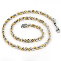 Fashion Frill Stainless Steel Chain Classic Rope Design Gold & Silver Plated Chain For Men & Women Jewelry Gift