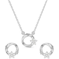 Clara 925 Sterling Silver Jules Pendant Earring Chain Jewellery Set | Rhodium Plated, Swiss Zirconia | Gift for Women & Girls