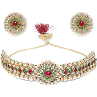 ZAVERI PEARLS Gold Tone Enchanting Kundan & Pearls Choker Jewellery Set For Women-ZPFK9362