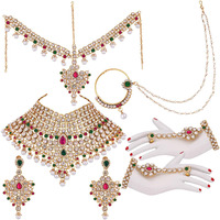 I Jewels Traditional Gold Plated Kundan Ethnic Bridal Jewellery Set for Women (Pink Green)