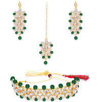 Jewels Galaxy Luxuria Gold Plated White Pearl Necklace Set (Style 7) (CT-NC-44155)