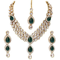 I Jewels Traditional Gold Plated Kundan Necklace Set for Women (IJ315G)
