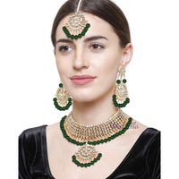 YouBella Jewellery Sets for Women Gold Plated Kundan Wedding Bridal Necklace Jewellery set with Earrings For Girls/Women (Green)