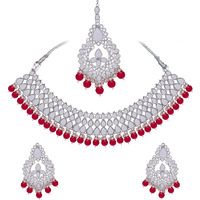 Sukkhi Splendid Rhodium Plated Collar Necklace Set For Women (NS101625)