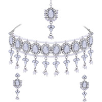 Sukkhi Appealing Rhodium Plated Choker Necklace Set For Women (NS102763)
